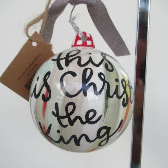 Glory Haus Glass Ball Christmas Ornament w/ Beaded Hook Nativity 3.5" diameter - Picture 2 of 9